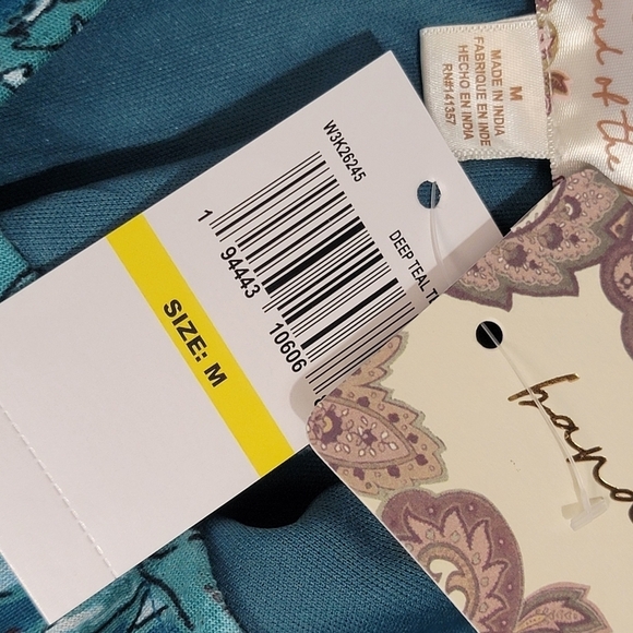 Band of the Free Sybille Deep Teal Floral Wrap Crossover Crop Top Women Medium - Picture 8 of 13